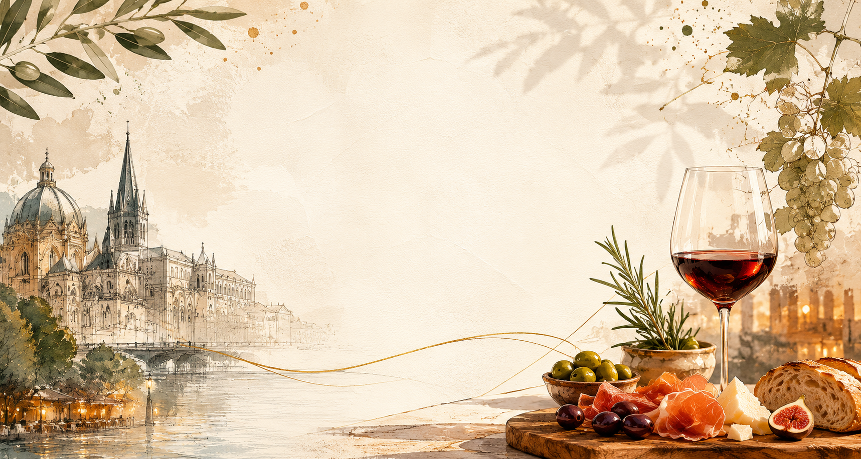 Mediterrane Eventszene mit Wein und Antipasti als Hintergrundbild für Christophers Geburtstag.